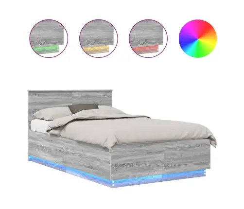 Gultas Rāmis Pelēks Sonoma 120 X 200 Cm Inženierijas Koks Vidaxl