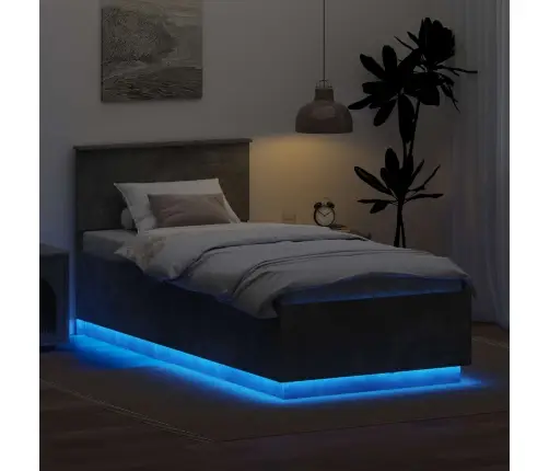 Lovos Rėmas Betono Pilka 90 X 190 Cm Apdirbta Mediena