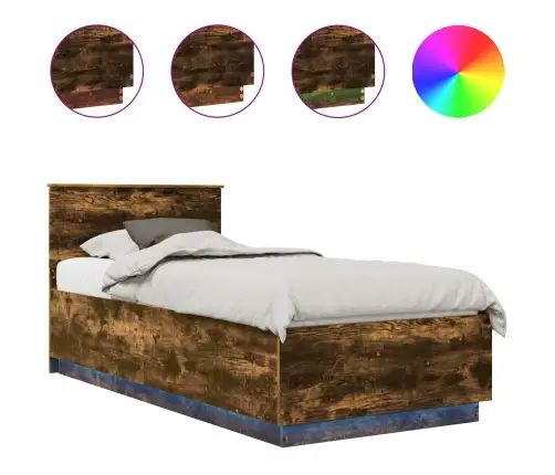 Gultas Rāmis Dūmaka Ozols 90 X 190 Cm Inženierijas Koks Vidaxl