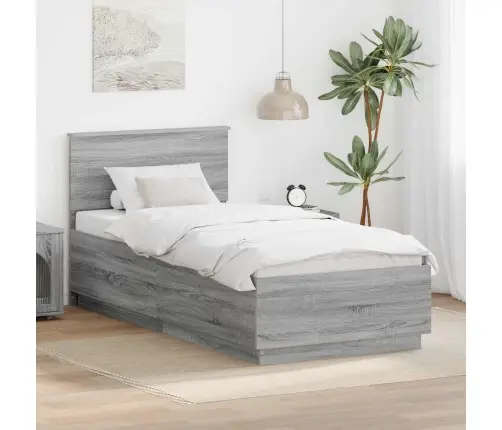 Gultas Rāmis Pelēks Sonoma 90 X 190 Cm Inženierijas Koks Vidaxl