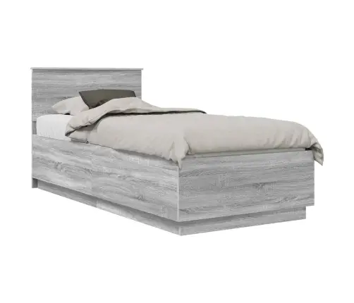 Gultas Rāmis Pelēks Sonoma 90 X 190 Cm Inženierijas Koks Vidaxl