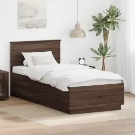 Gultas Rāmis Brūns Ozols 90 X 190 Cm Inženierijas Koks Vidaxl