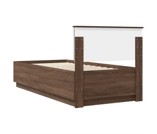 Gultas Rāmis Brūns Ozols 90 X 190 Cm Inženierijas Koks Vidaxl
