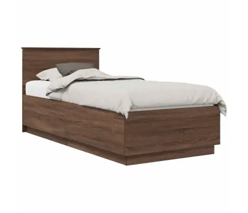 Gultas Rāmis Brūns Ozols 90 X 190 Cm Inženierijas Koks Vidaxl