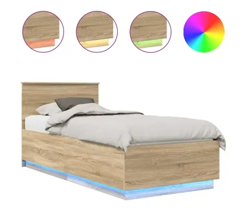 Gultas Rāmis Sonoma Ozols 90 X 200 Cm Inženierijas Koks Vidaxl