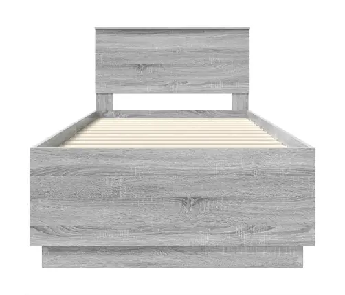 Gultas Rāmis Pelēks Sonoma 90 X 200 Cm Inženierijas Koks Vidaxl