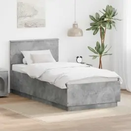 Gultas Rāmis Betona Pelēks 70 X 190 Cm Inženierijas Koks Vidaxl