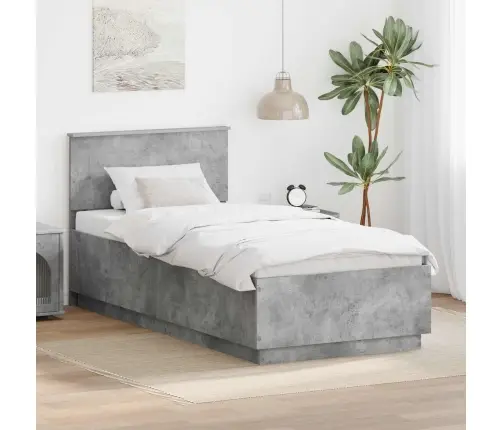 Gultas Rāmis Betona Pelēks 70 X 190 Cm Inženierijas Koks Vidaxl