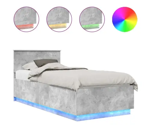 Gultas Rāmis Betona Pelēks 70 X 190 Cm Inženierijas Koks Vidaxl