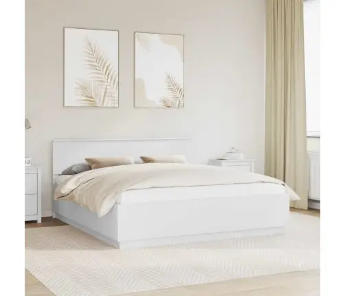 Gultas Rāmis Balts 200 X 200 Cm Inženierijas Koks Vidaxl