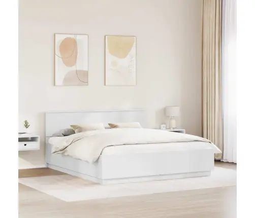 Gultas Rāmis Balts 200 X 200 Cm Inženierijas Koks Vidaxl