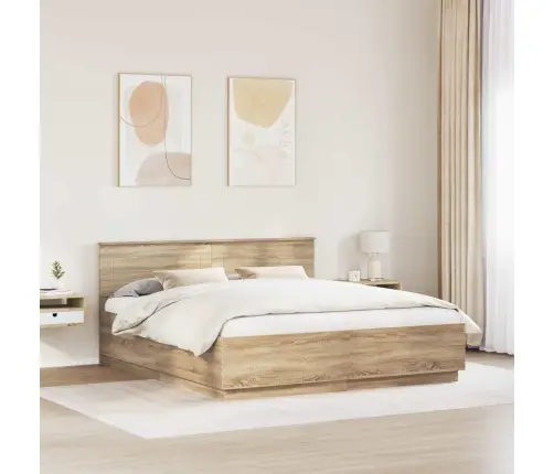 Gultas Rāmis Sonoma Ozols 200 X 200 Cm Inženierijas Koks Vidaxl