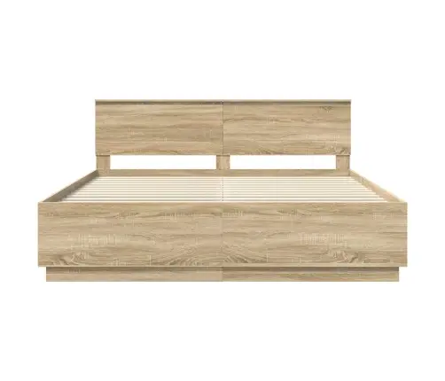 Gultas Rāmis Sonoma Ozols 200 X 200 Cm Inženierijas Koks Vidaxl