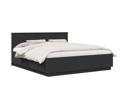 Voodi Raam Peaga Must 180 X 200 Cm Tehispuit