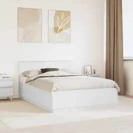 Gultas Rāmis Balts 150 X 200 Cm Inženierijas Koks Vidaxl