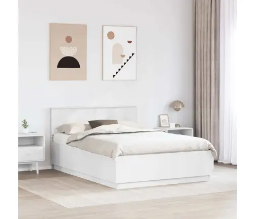 Gultas Rāmis Balts 150 X 200 Cm Inženierijas Koks Vidaxl