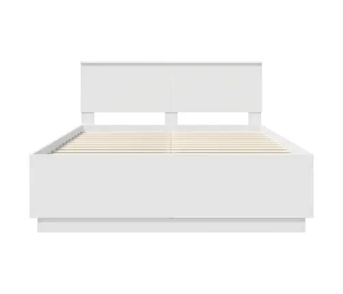 Gultas Rāmis Balts 150 X 200 Cm Inženierijas Koks Vidaxl
