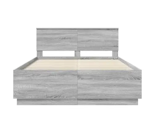 Gultas Rāmis Pelēks Sonoma 150 X 200 Cm Inženierijas Koks Vidaxl