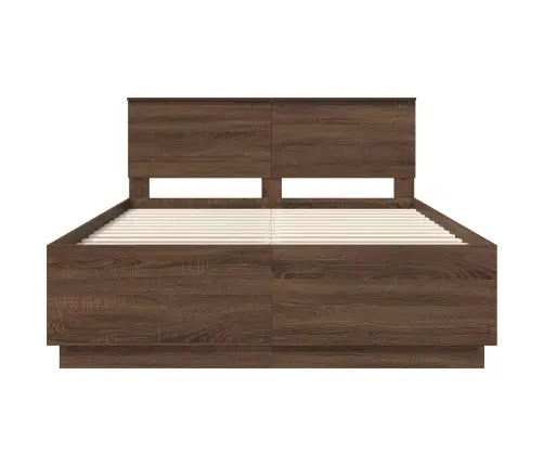 Gultas Rāmis Brūns Ozols 150 X 200 Cm Inženierijas Koks Vidaxl