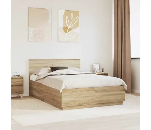 Gultas Rāmis Sonoma Ozols 140 X 190 Cm Inženierijas Koks Vidaxl