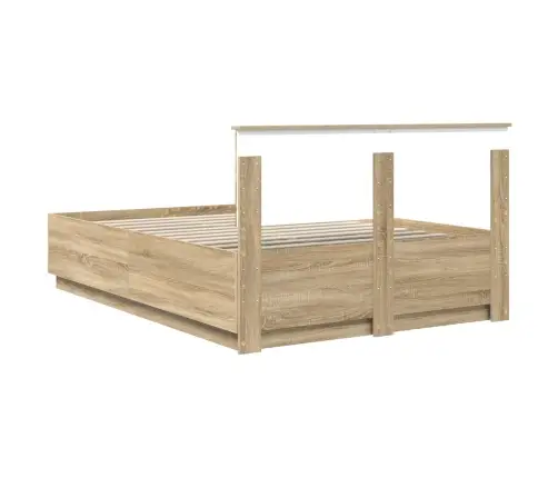 Gultas Rāmis Sonoma Ozols 140 X 190 Cm Inženierijas Koks Vidaxl