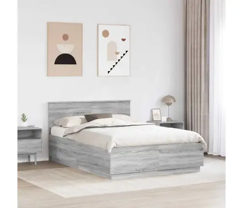 Gultas Rāmis Pelēks Sonoma 140 X 190 Cm Inženierijas Koks Vidaxl