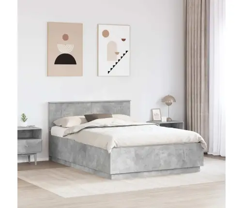 Gultas Rāmis Betona Pelēks 140 X 200 Cm Inženierijas Koks Vidaxl