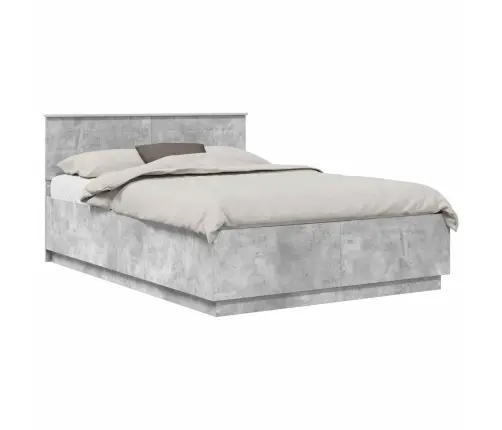 Gultas Rāmis Betona Pelēks 140 X 200 Cm Inženierijas Koks Vidaxl