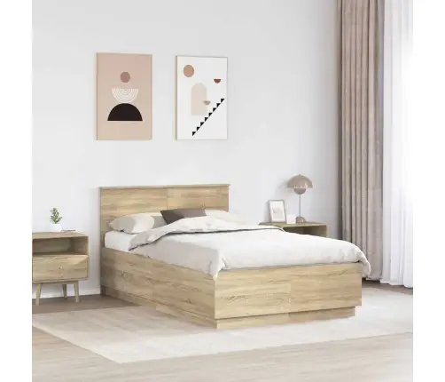 Voodi Raam Peaga Sonoma Tamm 120 X 190 Cm Tehispuit