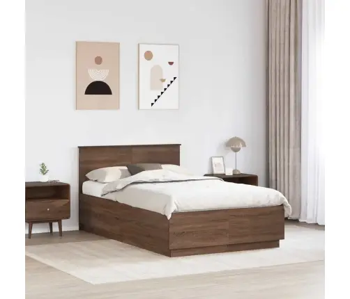 Voodi Raam Peaga Pruun Tamme 120 X 200 Cm Tehispuit