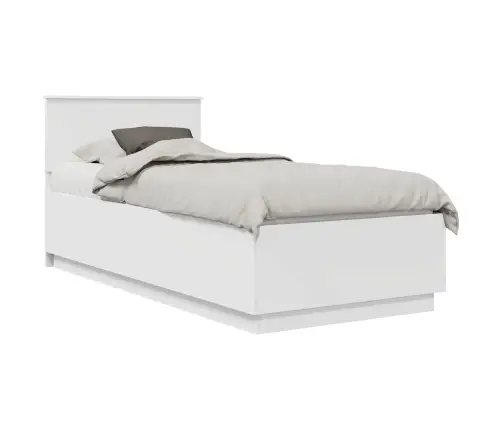 Voodi Raam Peaga Valge 100 X 200 Cm Tehispuit