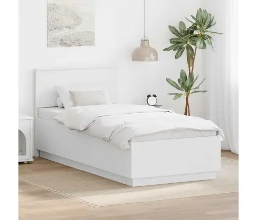 Voodi Raam Peaga Valge 90 X 190 Cm Tehispuit