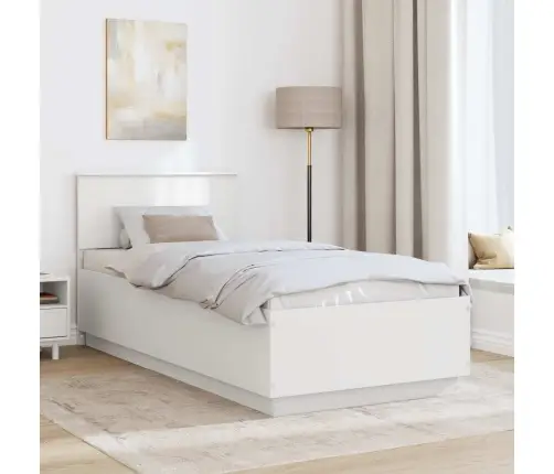 Voodi Raam Peaga Valge 90 X 190 Cm Tehispuit