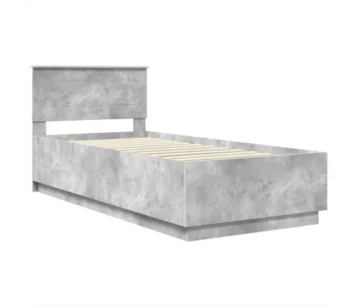 Gultas Rāmis Betona Pelēks 90 X 190 Cm Inženierijas Koks Vidaxl