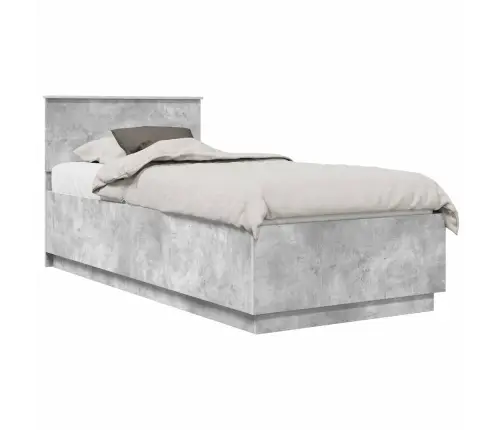 Gultas Rāmis Betona Pelēks 90 X 200 Cm Inženierijas Koks Vidaxl