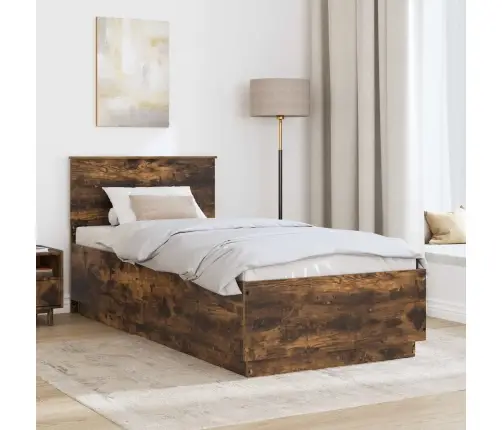 Gultas Rāmis Dūmaka Ozols 90 X 200 Cm Inženierijas Koks Vidaxl