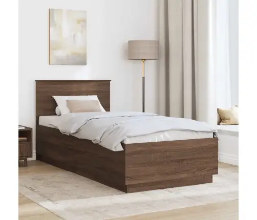 Gultas Rāmis Brūns Ozols 70 X 190 Cm Inženierijas Koks Vidaxl