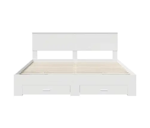 Voodi Raam Peaga Sahtliga Valge 200 X 200 Cm Tehispuit