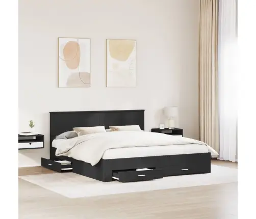 Gultas Rāmis Melns Un Sudrabains 200 X 200 Cm Inženierijas Koks Vidaxl