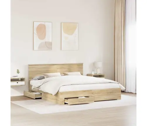 Lovos Rėmas Sonoma Ąžuolas 200 X 200 Cm Apdirbta Mediena