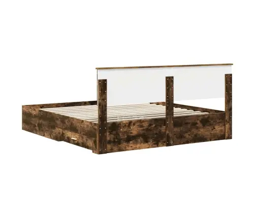 Voodi Raam Peaga Suitsetatud Tamm 200 X 200 Cm Tehispuit