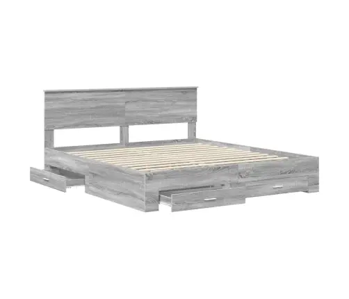 Gultas Rāmis Pelēks Sonoma 200 X 200 Cm Inženierijas Koks Vidaxl