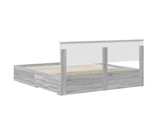 Gultas Rāmis Pelēks Sonoma 200 X 200 Cm Inženierijas Koks Vidaxl