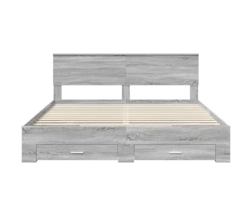 Gultas Rāmis Pelēks Sonoma 200 X 200 Cm Inženierijas Koks Vidaxl