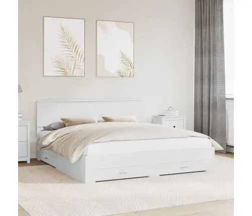 Gultas Rāmis Ar Atvilktni Balts 180 X 200 Cm Inženierijas Koks Vidaxl