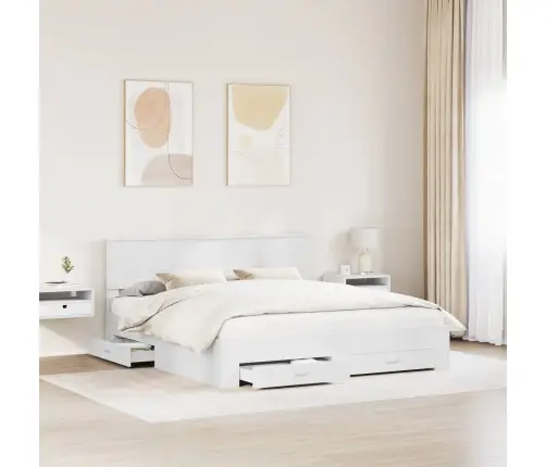 Gultas Rāmis Ar Atvilktni Balts 180 X 200 Cm Inženierijas Koks Vidaxl