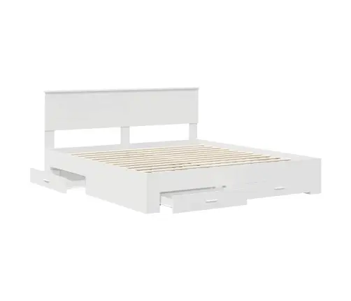 Gultas Rāmis Ar Atvilktni Balts 180 X 200 Cm Inženierijas Koks Vidaxl