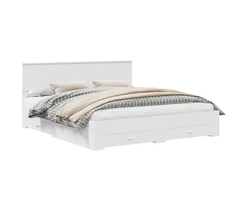 Gultas Rāmis Ar Atvilktni Balts 180 X 200 Cm Inženierijas Koks Vidaxl