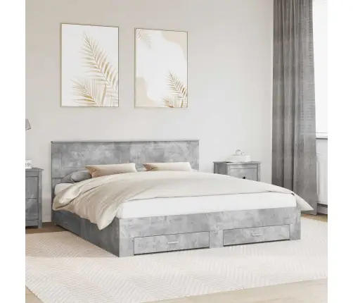 Lovos Rėmas Betono Pilka 180 X 200 Cm Apdirbta Mediena