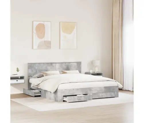 Lovos Rėmas Betono Pilka 180 X 200 Cm Apdirbta Mediena